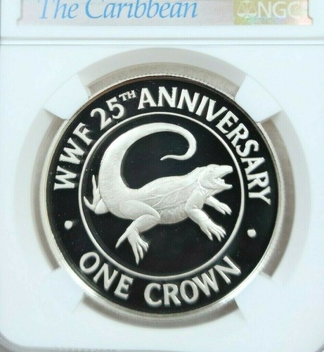 1988 TURKS & CAICOS SILVER 1 CROWN ROCK IGUANA NGC PF 69 ULTRA CAMEO SCARCE !!! - Picture 3 of 3