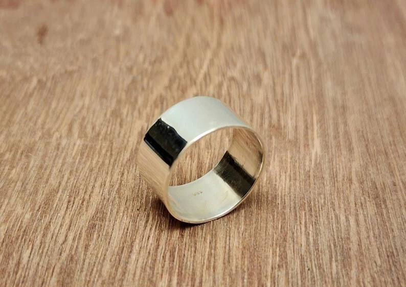 Solid 925 Sterling Silver Wide Band Ring Statement Handmade Ring All Size - Image 3 of 4