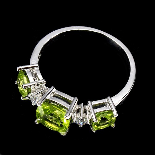925 Sterling Silver Ring Cushion Peridot 7mm Natural Gemstone Jewelry Size 7 - Picture 3 of 10