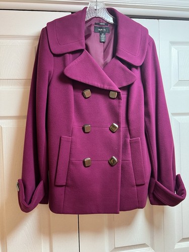 Purple Double Breasted Button Women jacket Size L. Excellent Pre Owned Condition - Picture 8 of 13