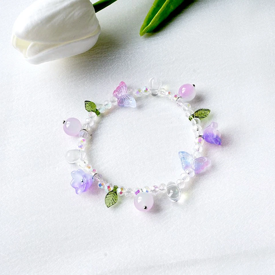 100x Cuentas de cristal de murano Cuentas de tapa de extremo de flor para hacer joyas Foto 4 de 4