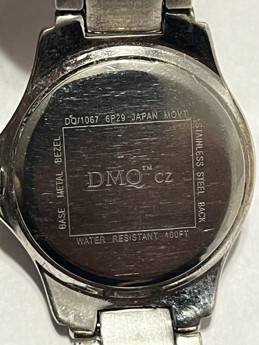 DMQ Silver Tone Crystal Bezel Brick Link Bracelet Band Watch 7 Inch - Picture 2 of 7