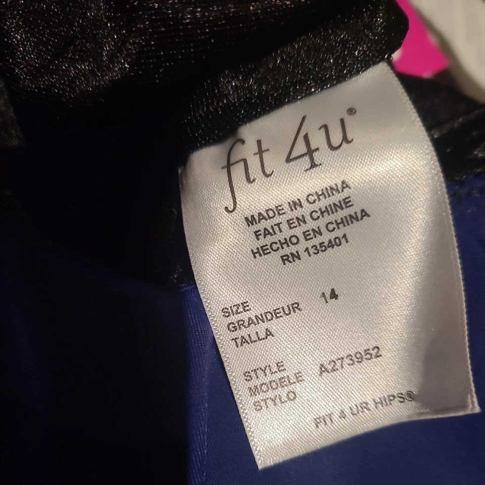 Traje de baño Fit 4 Ur Hips sólido dobladillo en V de 3 niveles bandeau mameluco talla 14 azul cobalto oscuro Foto 4 de 4