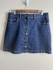 Abound Dark Wash Denim Mini Skirt Button Front Medium
