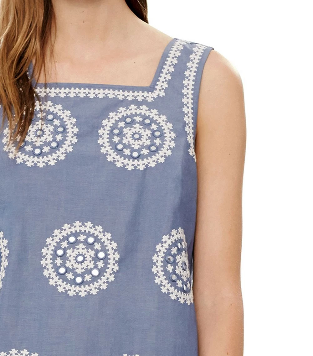 NWT Tory Burch Embroidered Chambray Dress Small $325