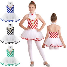 Girls Costume Stage Performance Dress Santa Claus Dancewear Halloween Leotard