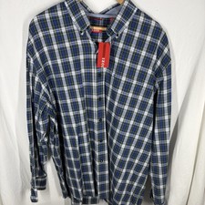 Izod NWT Shirt Mens XL Green Blue Tartan Plaid Flannel Button Up Pocket Outdoor