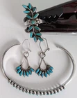 Vintage Zuni sterling silver/turquoise needlepoint set (ring,bracelet,earrings)