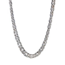 Sterling Silver Diamond Cut Double Curb Chain Necklace 17 3/4" -925 Unisex Italy