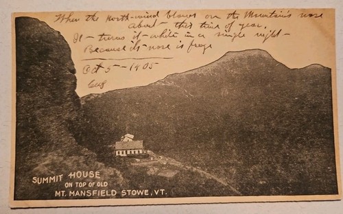 Geschrieben 10.5.1905 Mount Mansfield Stowe Vermont Summit House Lodge Postkarte - Bild 1 von 3
