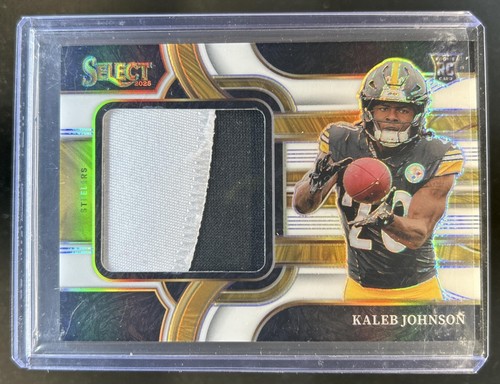 2025 Panini Select Kaleb Johnson Jumbo Rookie Swatch Patch White Prizm RC #/99