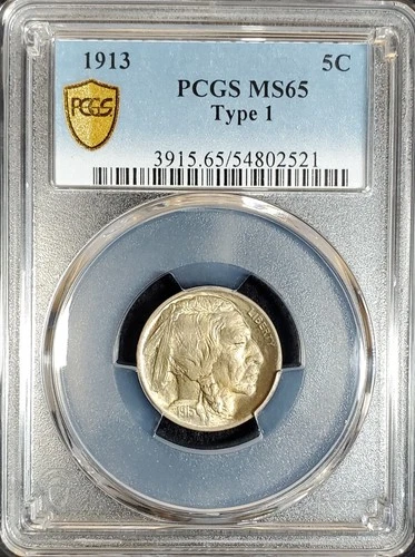 1913 Type 1 Buffalo Nickel PCGS MS65