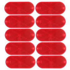 10 Pack Red Self Adhesive or Screw on Oval Reflectors, Road Safety Gate Posts...