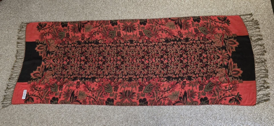 Pashmina Bufanda Mantón Envoltura Cachemira Seda Patrón Floral Hecho en Italia Foto 2 de 4