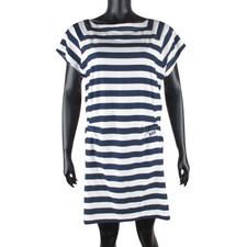 Helly Hansen Striped Stretch Dress Womens M Navy White Drawstring Waist Pockets
