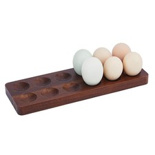 1pc Wooden Egg Holders Kitchen Supplies Rectangle Coconut Brown 280x95x20mm