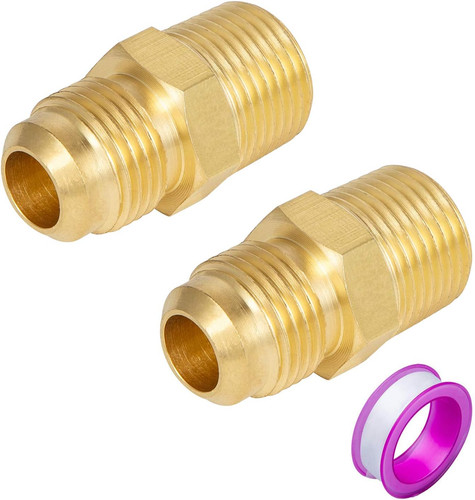 2-Pcs 3/8" Flare x 3/8" NPT Male Brass Tube Fitting Half Union Pipe Adapter