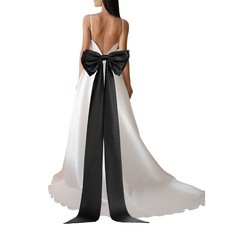 Satin Big Bow for Wedding Dresses, Long Detachable Satin Bow 59" Black