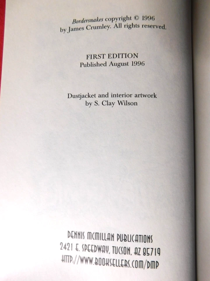 🐍 Bordersnakes, James Crumley’s Wild Limited Edition! Signed - 1 of 26! Foto 4 de 4