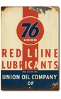 Vintage 76 Union Red Line Lubricants Tin Sign – Gas & Oil Collectible Garage Dec