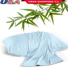 Bamboo Viscose Pillowcase Set Zippered Cooling Soft Breathable Hair Care 4Pcs US