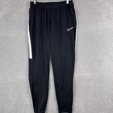 Nike Dri-FIT Track Pants Mens Medium Black White Athletic Joggers Zip Pockets