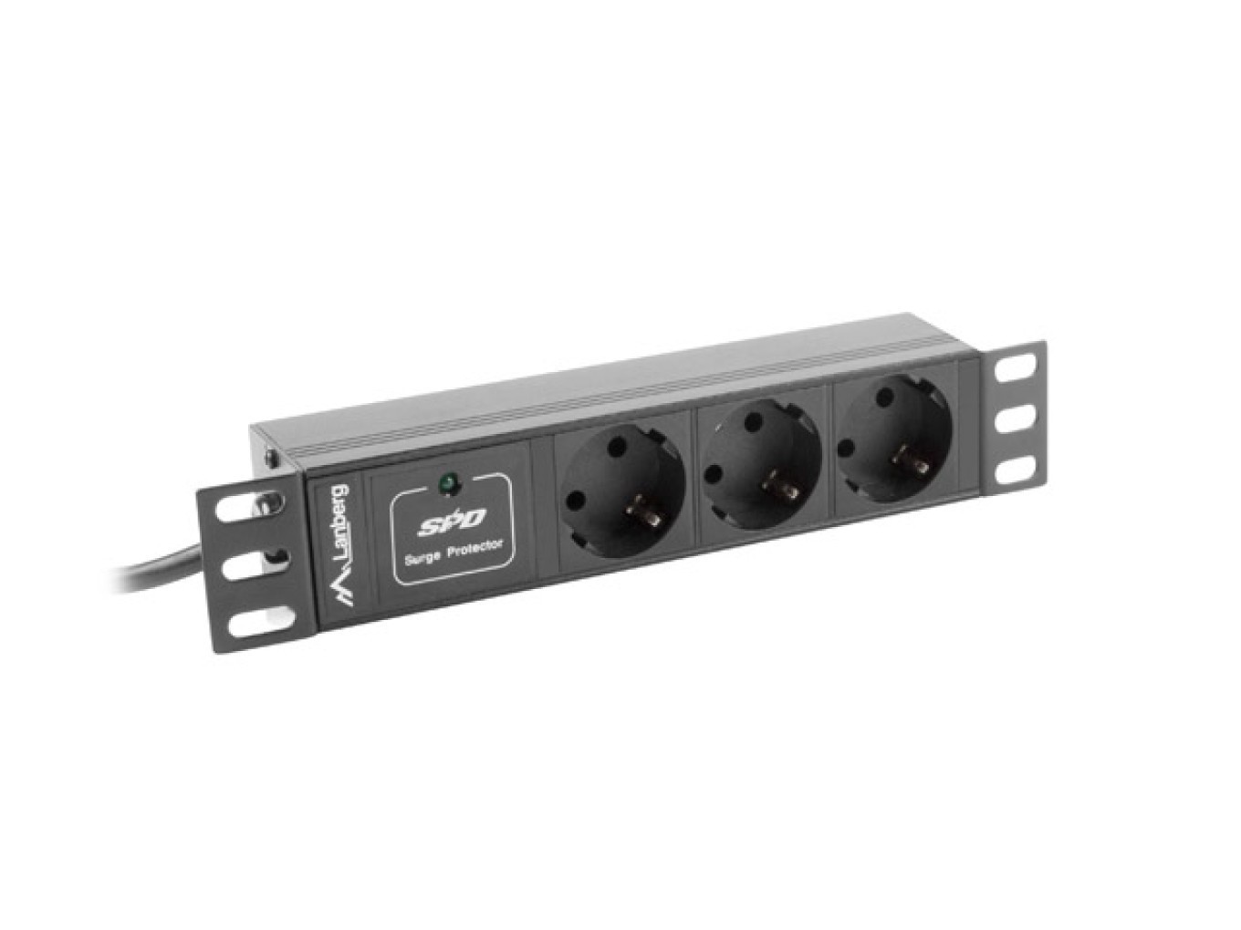 Lanberg PDU-03E-0200-BK power distribution unit (PDU) 3 AC outlet(s) 1U Black, USV Zubehör - Bild 2