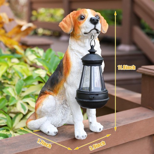 Solar Dog Statue Outdoor Decor - Beagle Dog Statue With Solar Lights for Pati... - Picture 5 of 7