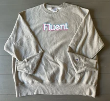 Champion Reverse Weave Pullover Sweatshirt Gray 2XL - “Fluent” Hit On Front