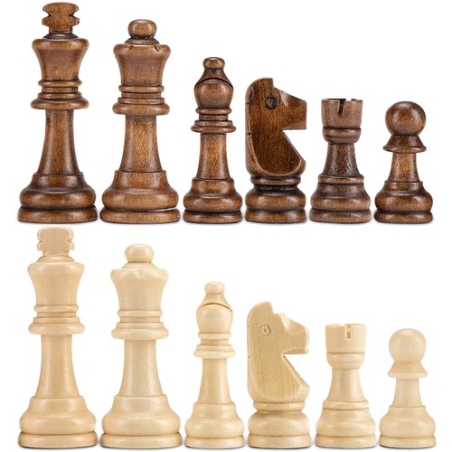 Solo piezas de ajedrez de madera, ajedrez de madera estilo Staunton con rey de 3,15" - almacenamiento - Imagen 3 de 9