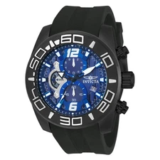 Invicta 22813 Gent's Blue Dial Chrono Black Silicone Strap Watch