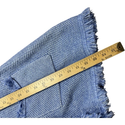 J. McLaughlin Size M Lexa Fringe Trim Coastal Blue Tweed Jacket Blazer Classy - Picture 8 of 9