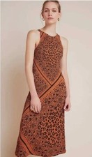 Farm Rio x Anthropologie Alyse Midi Cheetah Bandana Print Dress Size Small