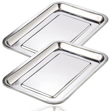 Dental Tray - 2 Pack Stainless Steel Trays 12.6" X 10.6" X 0.8" Flat Tray for D