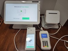 Clover Station Display C500 POS Point Of Sale W/ Mini Handheld C401U & Printer
