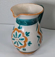 Vintage Ceramic Pottery Flower Face Italian Wine Jug Souvenir Lava Maho Italy 
