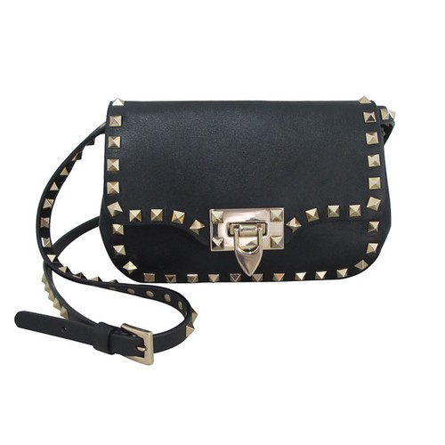 Valentino Rockstud Flip Lock Crossbody Bag Black