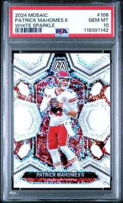 2024 PANINI MOSAIC #106 PATRICK MAHOMES II WHITE SPARKLE PSA GEM MT 10