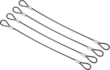8" Safety Cable Lock 4-Pack Stainless Steel 2mm Wire Rope Double Loop Black     
