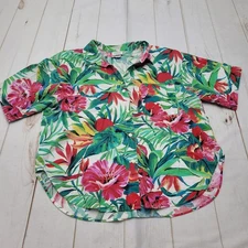 Vintage Fritzi tropical hawaiin button down top shirt cotton 18w