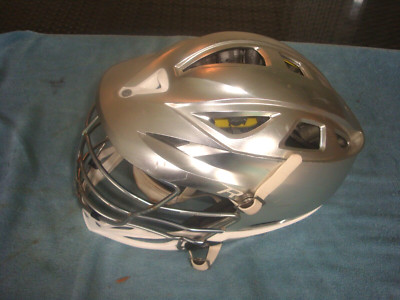 Cascade R Mens Silver Metallic Lacrosse Adjustable Helmet w/Chin Strap ''NICE''