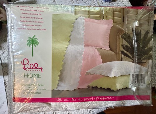 LILLY PULITZER WHITE SHAM 26x26 crisp white CUT WORK NIP - Picture 6 of 9