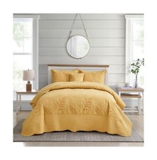 Botanical Oversized Bedspread King Size - Leaves Pattern Stitching Quilt Set ...