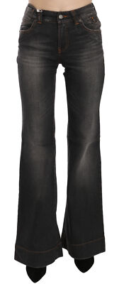 GALLIANO Jeans Black Washed Mid Waist Flared Denim Casual Pants s. W26 RRP $500