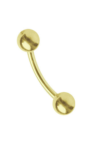 Piercing Gioielli Intimo Mini Banana 1,2mm Dorato Con Due Sfere, Lungo 6-12mm - Photo 1/2