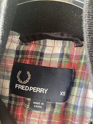 Fred Perry Men's Jacket XS Black Flight Bomber Full Zip Fred Perry Men's Jacket XS Black Flight Bomber Full Zip
