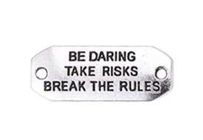 Quote Pendant-Word Pendant-Inspirational Word Charm-Silver Connector-Be Daring 
