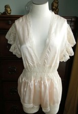 VINTAGE DELICATE PINK w/FABULOUS LACE VICTORIA'S SECRET BODYSUIT TEDDY IN SIZE S