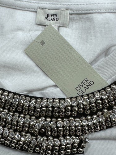 RIVER ISLAND T-Shirt NEW AMOUR & Neck Trim Womens Top Size UK L 16 EU384 RRP £30 - Picture 5 of 17