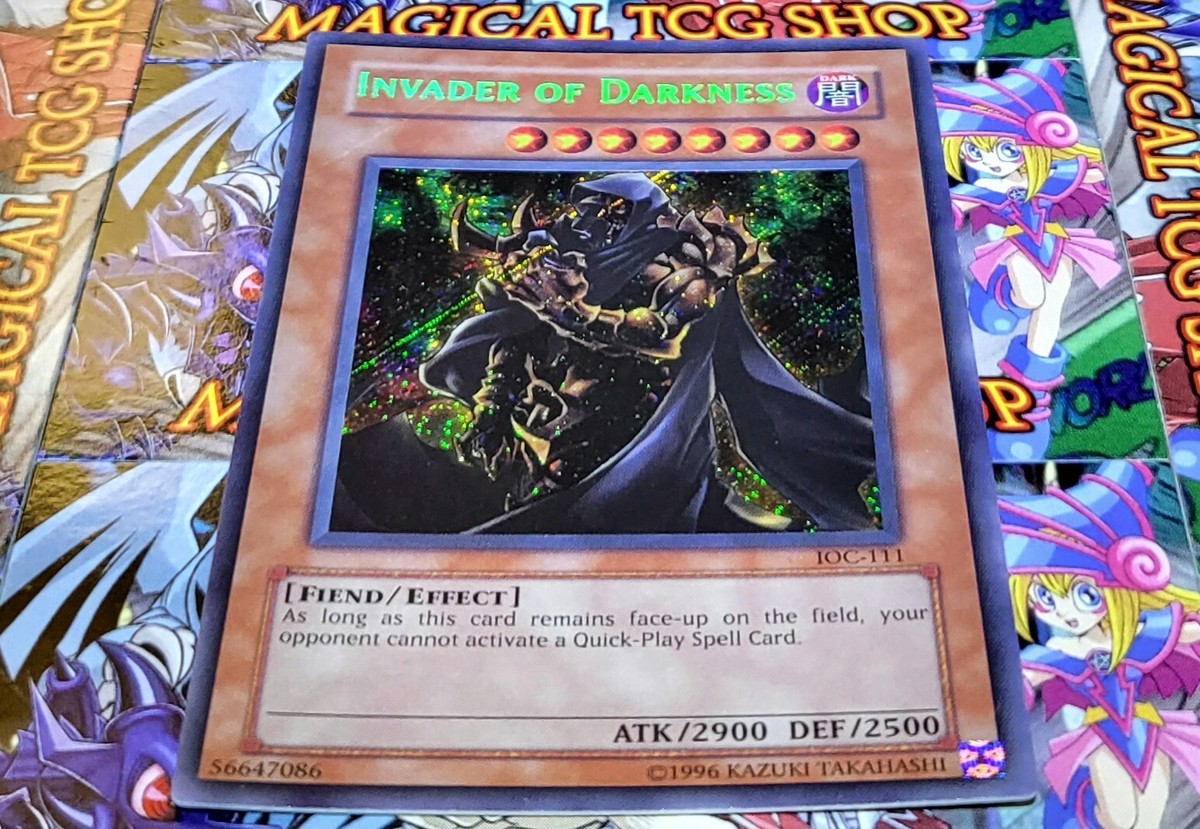 Yugioh Invader of Darkness IOC-111 Secret Rare Holo Bleed Misprint